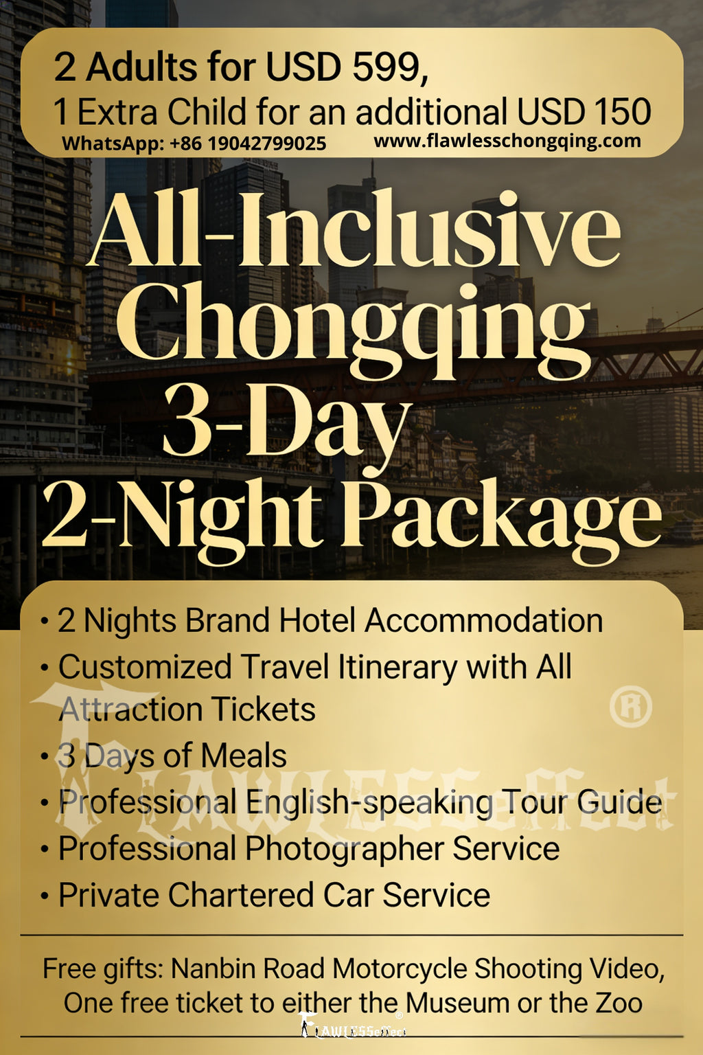 DELICATE ALL-INCLUSIVE EXPERIENCE: CHONGQING 3 days 2 nights (599)